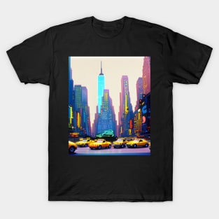 NYC Skyline Art Print - painting, and mix drawing, painting and digital T-Shirt